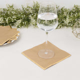 Elegant Natural Soft 2 Ply Disposable Cocktail Napkins with Gold Foil Edge