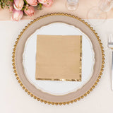 Classically Chic and Eye-Catching 50 Pack Natural Soft 2 Ply Disposable Cocktail Napkins with Gold Foil Edge